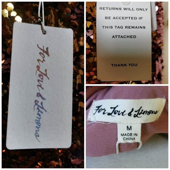 For Love And Lemons Sparkler Sequin Mini Dress, sz M, Pink & Gold - Picture 7 of 7